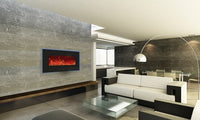 Amantii Enhanced 34" Electric Fireplace-44" x 23" Black Glass Surround