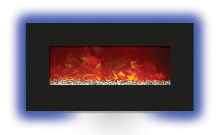 Amantii Enhanced 34" Electric Fireplace-44" x 23" Black Glass Surround