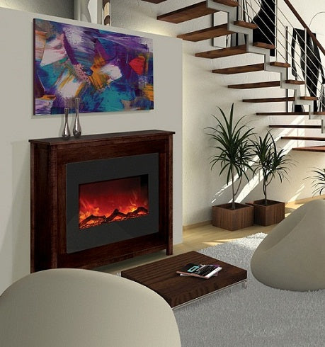 Amantii Zero Clearance 30" Electric Fireplace-32" x 26" Black Glass Surround