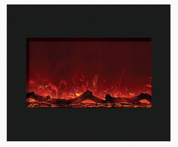 Amantii Electric Fireplace 30" Zero Clearance FLUSHMT Unit-32" x 26" Black Glass Surround