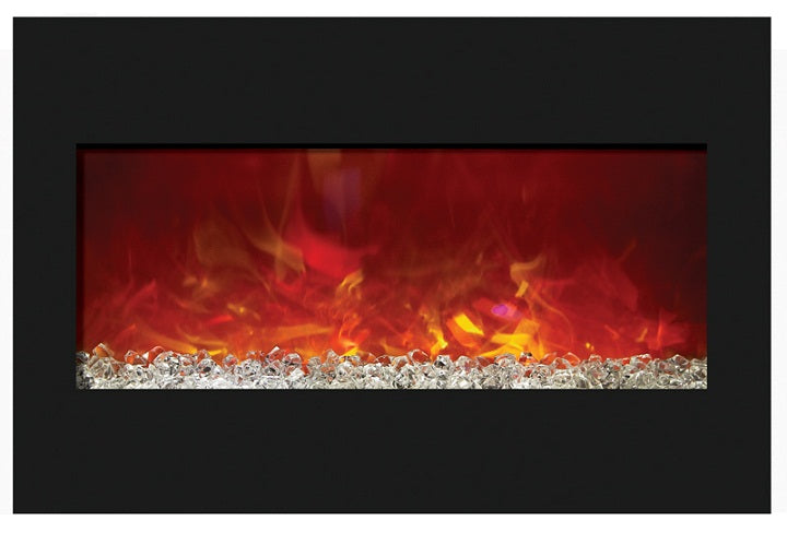 Amantii Electric Fireplace 33" Zero Clearance 36" x 24" Black Glass Surround