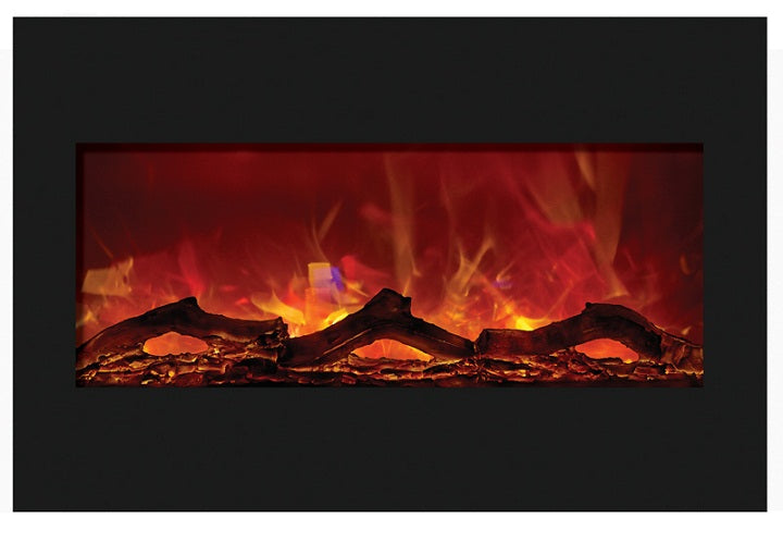 Amantii Electric Fireplace 33" Zero Clearance 36" x 24" Black Glass Surround