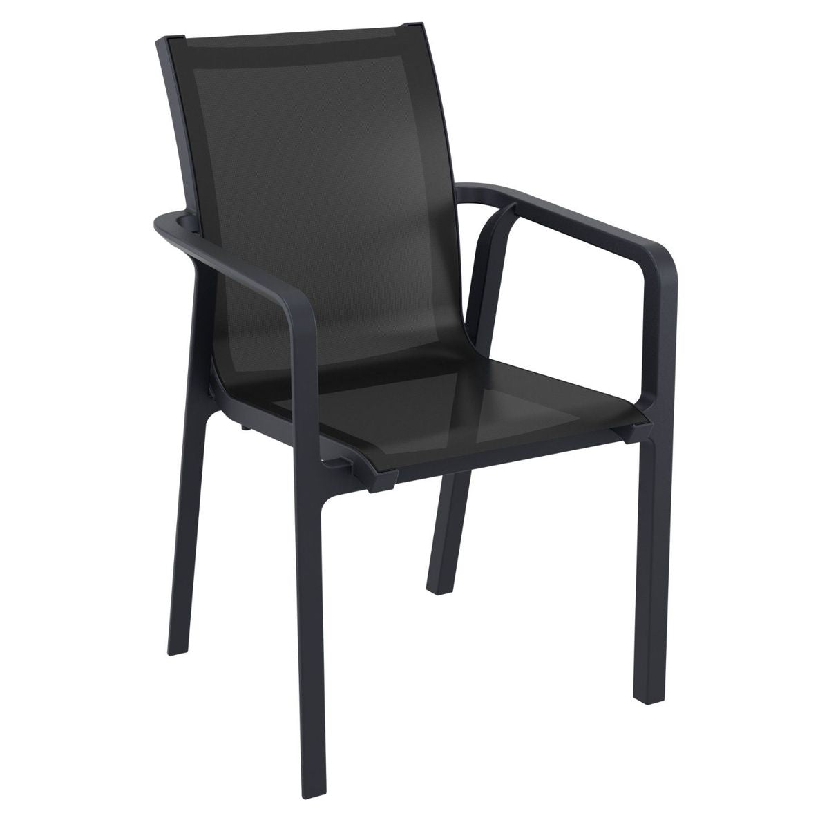 Compamia Pacific Sling Arm Chair Black, Dark Gray Frame Black Sling, Taupe Frame Taupe Sling, White Frame White Sling- Set of 4