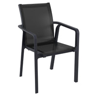 Compamia Pacific Sling Arm Chair Black, Dark Gray Frame Black Sling, Taupe Frame Taupe Sling, White Frame White Sling- Set of 4