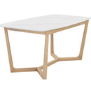 Sunpan Kali Dining Table 70.5" in Black - Grey Marble / Pale Honey - White Marble