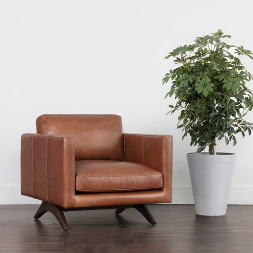 Sunpan Rogers Armchair Cortina Black / Cortina Ink / Shalimar Tobacco Leather