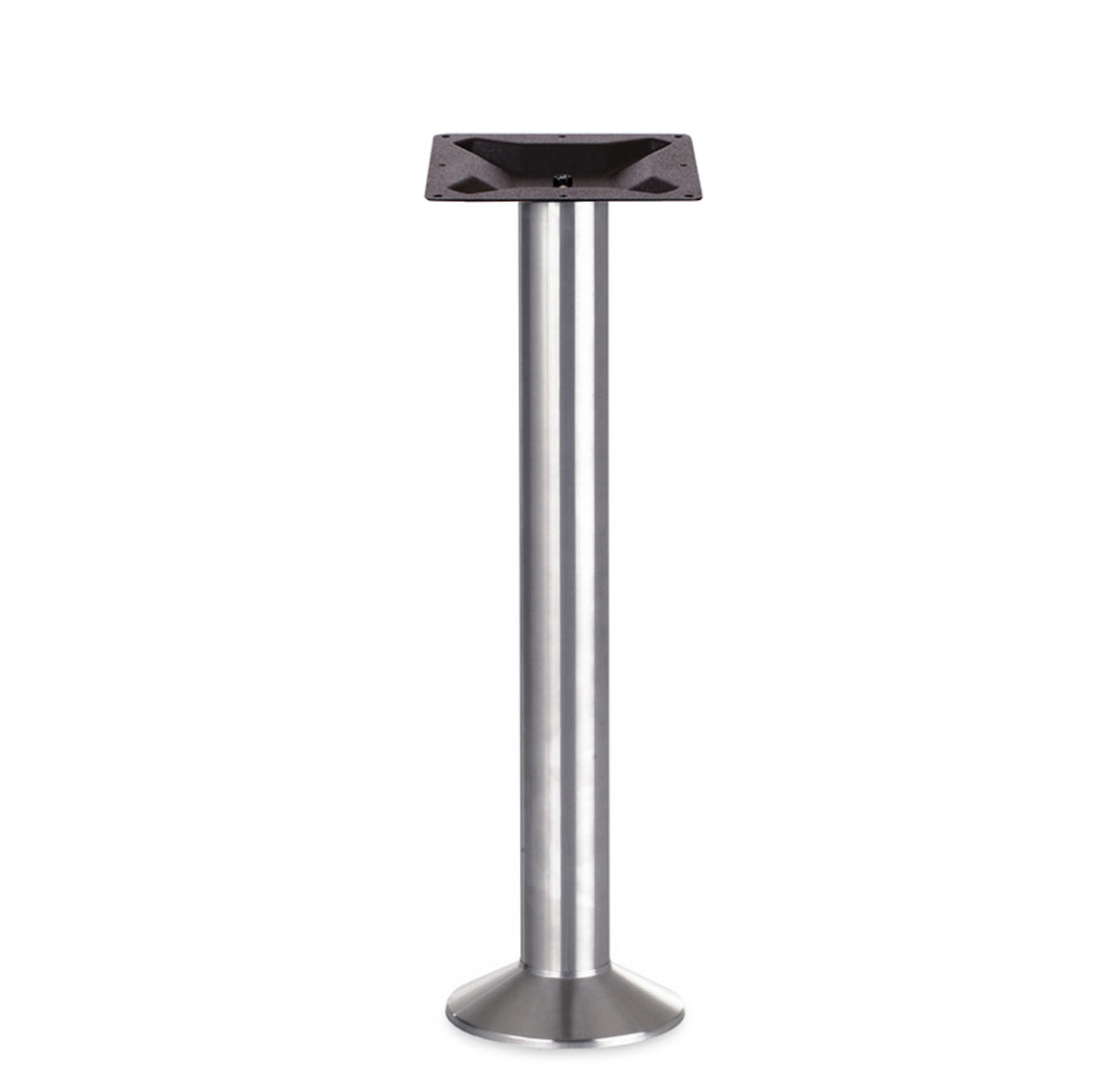 BFM Seating Alpha 304 Brushed Stainless Outdoor Bolt Down Base 3" Column - Black/Silver