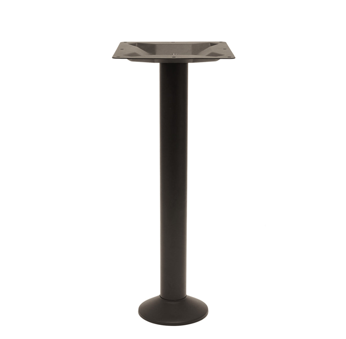 BFM Seating Alpha 304 Brushed Stainless Outdoor Bolt Down Base 3" Column - Black/Silver