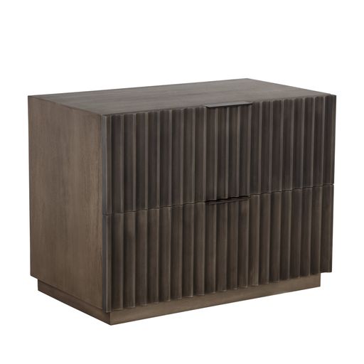 Sunpan Carlin Nightstand in Taupe / Black-Antique Brass