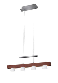 Adesso Burlington LED 4 Light Adjustable Pendant - Walnut Wood
