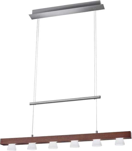 Adesso Burlington LED 6 Light Adjustable Pendant - Walnut Wood