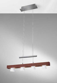 Adesso Burlington LED 4 Light Adjustable Pendant - Walnut Wood