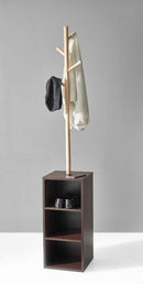 Adesso Hutch Storage Coat Rack - Walnut/Natural