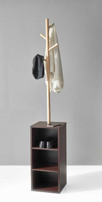 Adesso Hutch Storage Coat Rack - Walnut/Natural