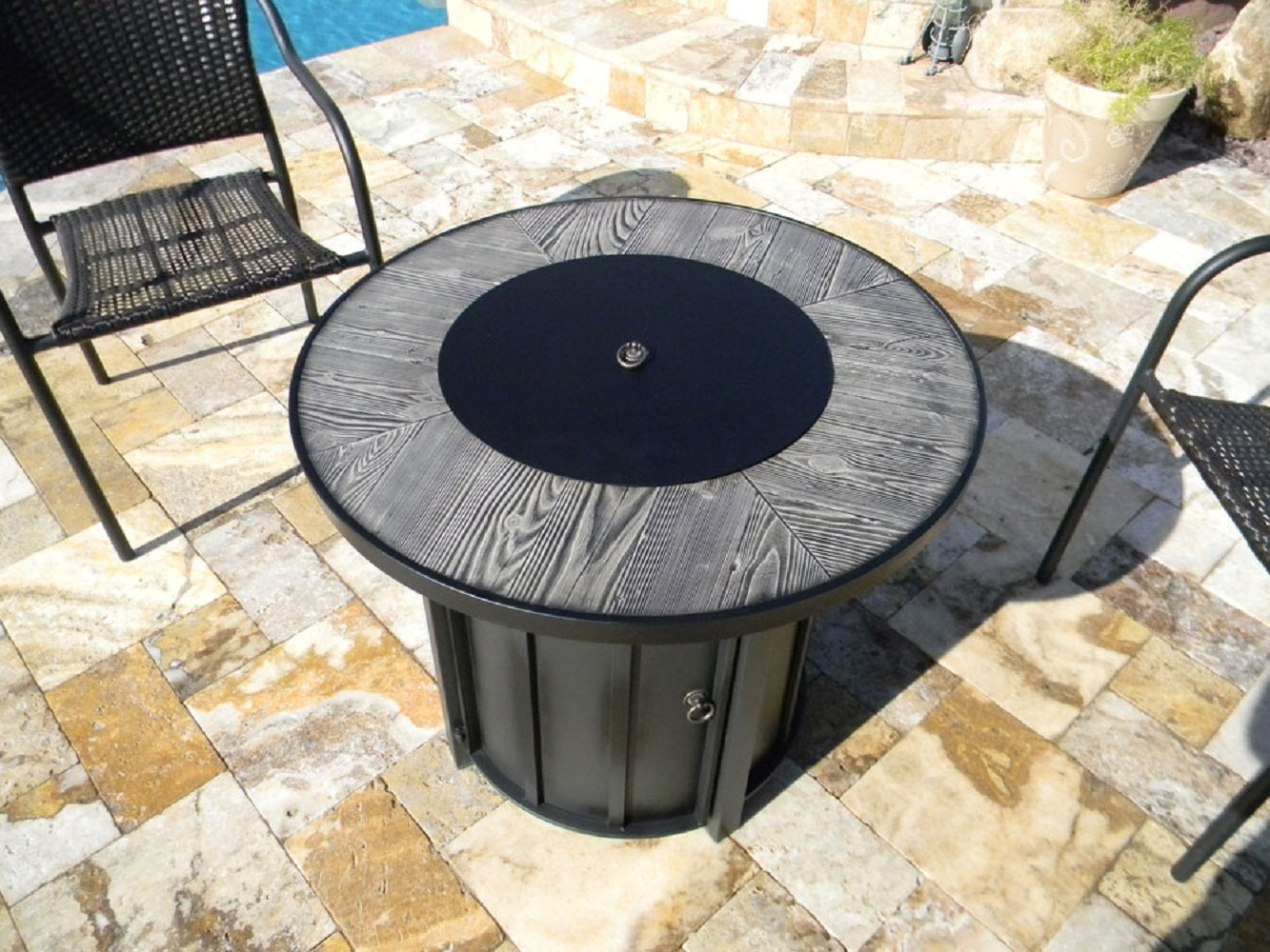 AZ Patio Heaters Faux Wood Tile Top Fire Pit