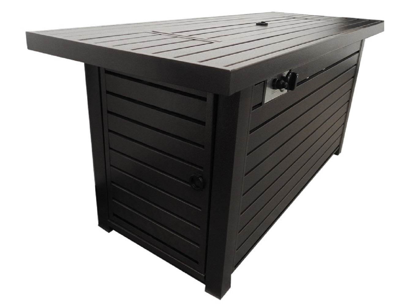 AZ Patio Heaters Outdoor Rectangle Fire Pit in Hammered Bronze / Black Mocha with Wind Screen