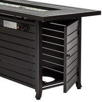 AZ Patio Heaters Outdoor Rectangle Fire Pit in Hammered Bronze / Black Mocha with Wind Screen