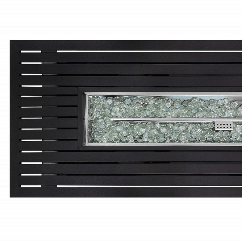 AZ Patio Heaters Outdoor Rectangle Fire Pit in Hammered Bronze / Black Mocha with Wind Screen