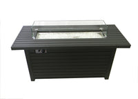 AZ Patio Heaters Outdoor Rectangle Fire Pit in Hammered Bronze / Black Mocha with Wind Screen