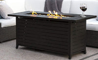 AZ Patio Heaters Outdoor Rectangle Fire Pit in Hammered Bronze / Black Mocha with Wind Screen
