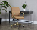 Sunpan Kleo Office Chair in Onyx / Snow / Tan
