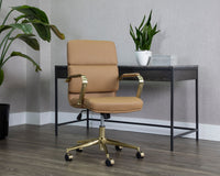 Sunpan Kleo Office Chair in Onyx / Snow / Tan