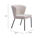 Zuo Modern Aimee Dining Chair in Cream/Beige/Gray