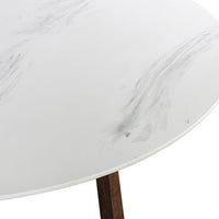 Sunpan Flores Dining Table 53" in Ebony Brown-White Marble / Pake Honey-White Marble