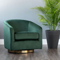 Sunpan Hazel Swivel Lounge Chair in Gold - Belfast Heather Grey / Black Sky / Blush Sky / Burgundy Sky / Deep Green Sky / Navy Blue Sky / Dark-Bronze Gold Sky