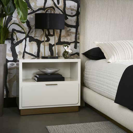Sunpan Jenkins Nightstand High Gloss Cream / Grey