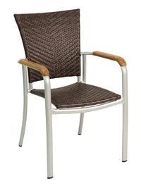 Florida Seating Aluminum Arm Chair with Real Teak Arms - AL-5605