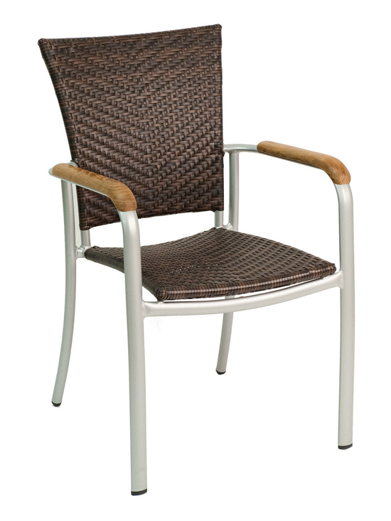 Florida Seating Aluminum Arm Chair with Real Teak Arms - AL-5605