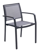 Florida Seating Aluminum Arm Chair with Textile Back and Seat and Gray Faux Teak Arms - AL-5724A