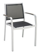 Florida Seating Aluminum Arm Chair with Textile Back and Seat and Gray Faux Teak Arms - AL-5724A