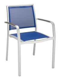 Florida Seating Aluminum Arm Chair with Textile Back and Seat and Gray Faux Teak Arms - AL-5724A