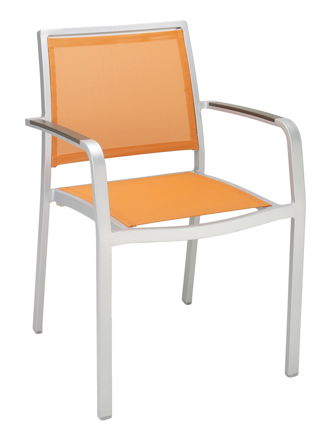 Florida Seating Aluminum Arm Chair with Textile Back and Seat and Gray Faux Teak Arms - AL-5724A