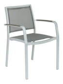 Florida Seating Aluminum Arm Chair with Textile Back and Seat and Gray Faux Teak Arms - AL-5724A