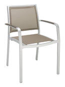 Florida Seating Aluminum Arm Chair with Textile Back and Seat and Gray Faux Teak Arms - AL-5724A