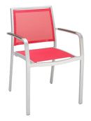 Florida Seating Aluminum Arm Chair with Textile Back and Seat and Gray Faux Teak Arms - AL-5724A
