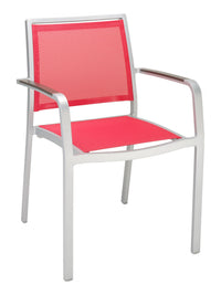 Florida Seating Aluminum Arm Chair with Textile Back and Seat and Gray Faux Teak Arms - AL-5724A