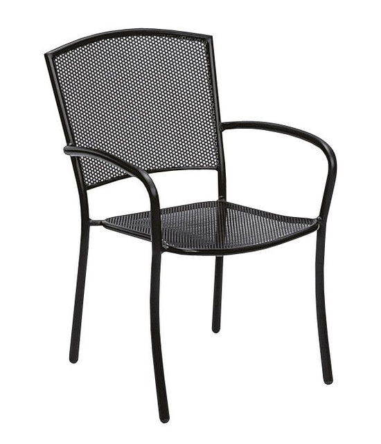 Woodard Cafe Series Albion Textured Black Arm Chair - Stackable