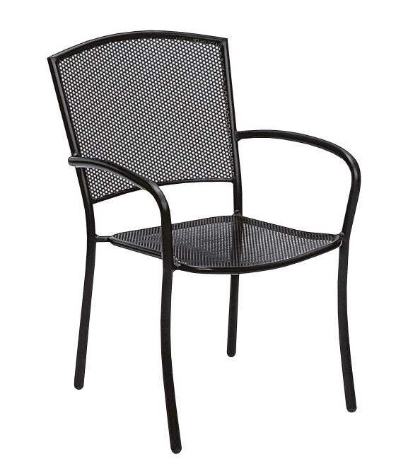 Woodard Cafe Series Albion Textured Black Arm Chair - Stackable