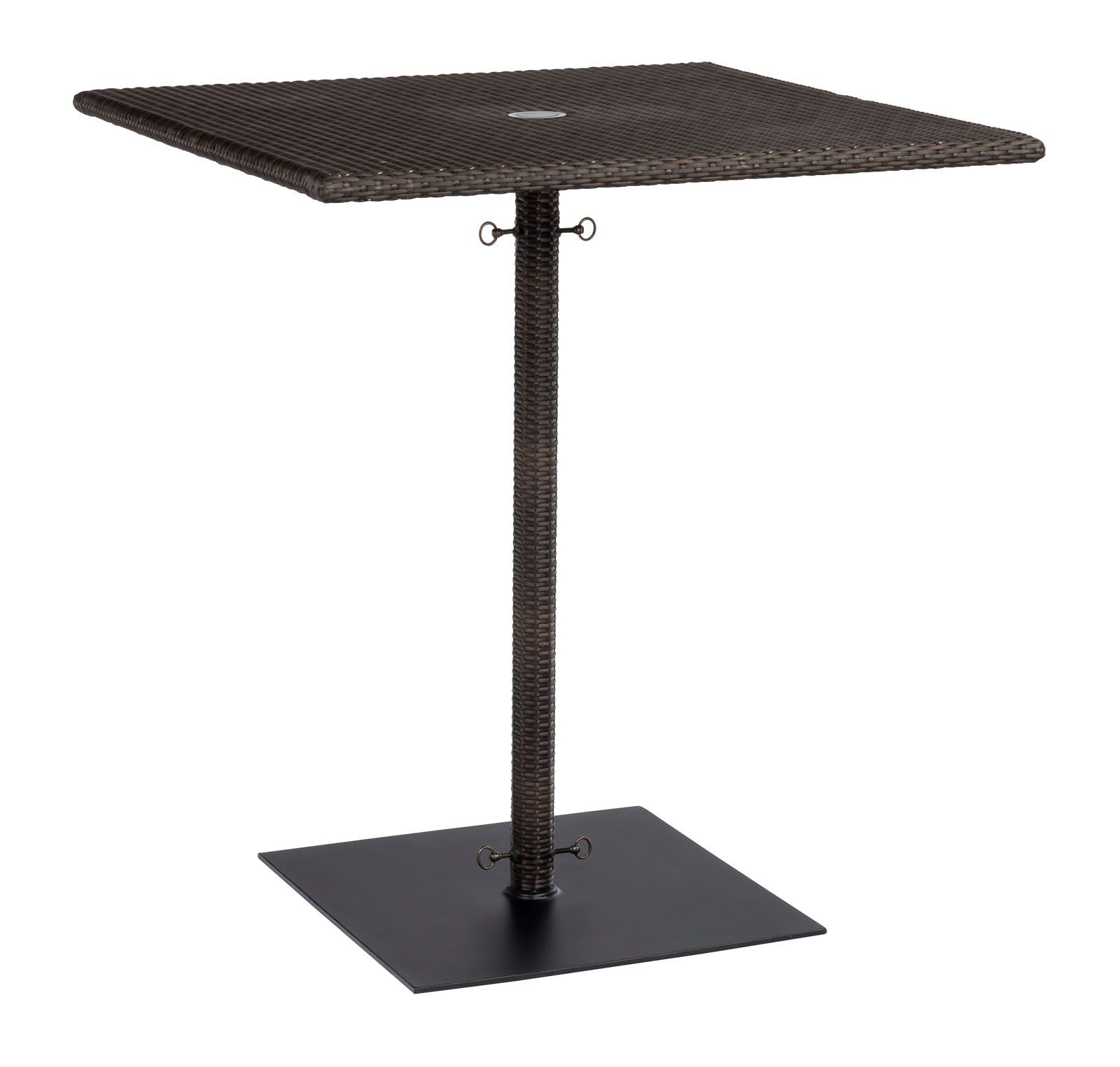 Woodard Et Cetera Square Umbrella Bar Height Table with Weighted Base
