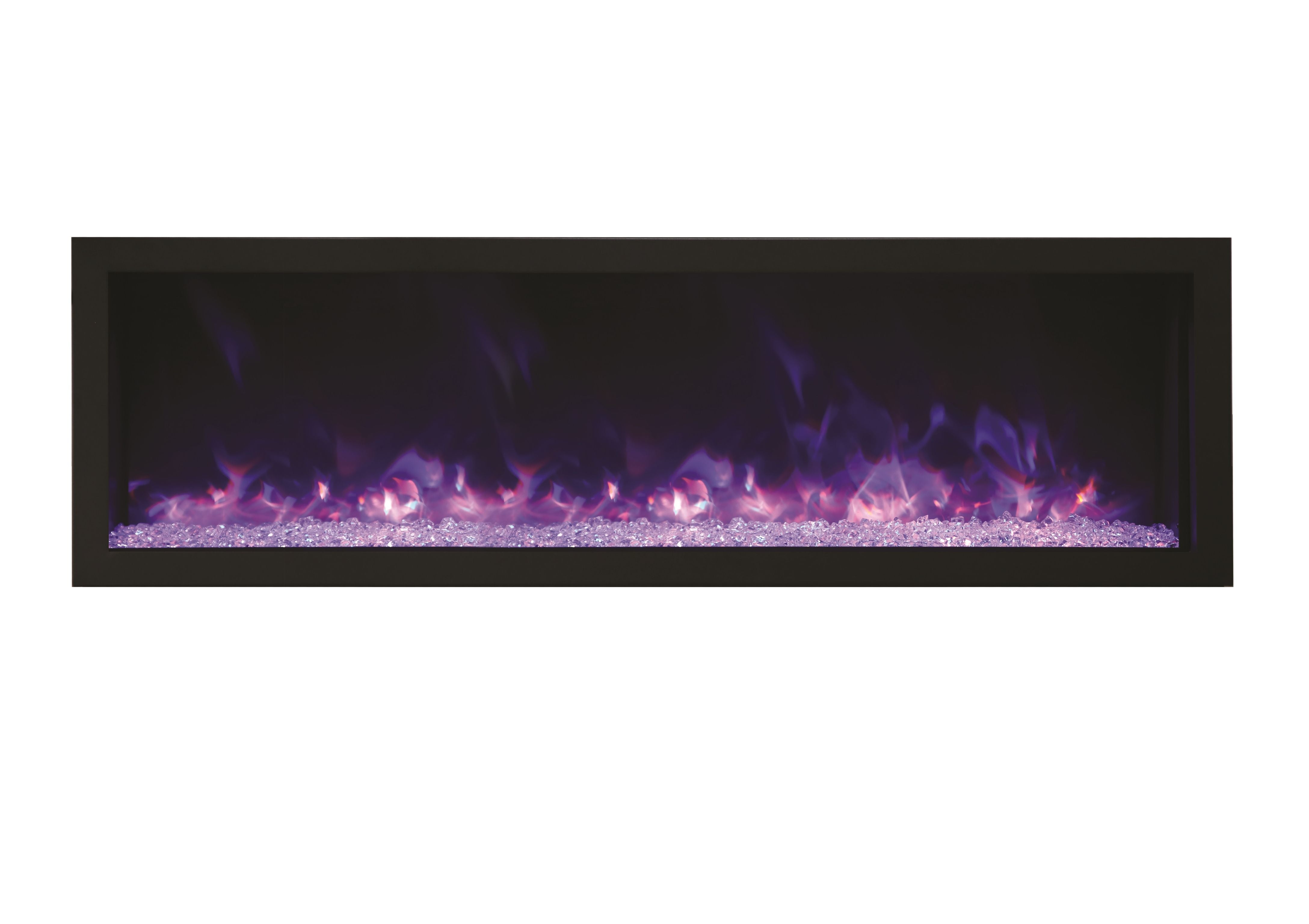 Amantii Panorama Deep & Xtra Tall Full View Smart Electric  - 72" Indoor /Outdoor WiFi Enabled  Fireplace, featuring a MultiFunction Remote, Multi Speed Flame Motor, Glass Media & a Black Trim n Only With Black Steel Surround