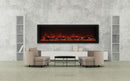 Amantii Panorama Deep & Xtra Tall Full View Smart Electric  - 72" Indoor /Outdoor WiFi Enabled  Fireplace, featuring a MultiFunction Remote, Multi Speed Flame Motor, Glass Media & a Black Trim n Only With Black Steel Surround
