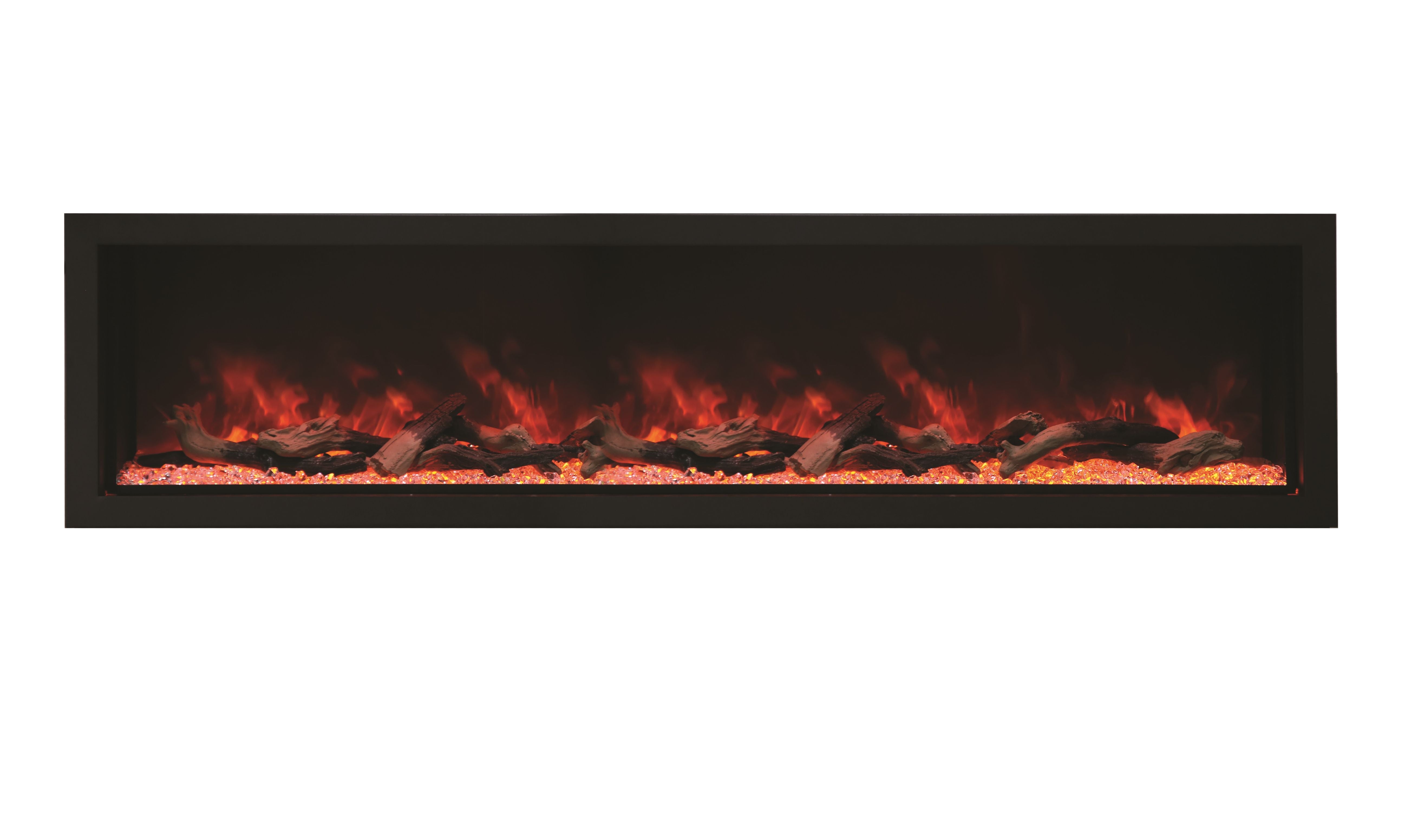 Amantii Panorama Deep & Xtra Tall Full View Smart Electric  - 88" Indoor /Outdoor WiFi Enabled  Fireplace, featuring a MultiFunction Remote, Multi Speed Flame Motor, Glass Media & a Black Trim