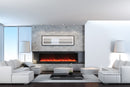 Amantii Panorama Deep & Xtra Tall Full View Smart Electric  - 88" Indoor /Outdoor WiFi Enabled  Fireplace, featuring a MultiFunction Remote, Multi Speed Flame Motor, Glass Media & a Black Trim