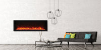 Amantii Panorama Xtraslim Full View Smart Electric  - 50" Indoor /Outdoor WiFi Enabled  Fireplace, featuring a MultiFunction Remote, Multi Speed Flame Motor, Glass Media & a Black Trim