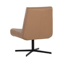Sunpan Karson Swivel Lounge Chair in Alpine Grey / Linea Wood Leather