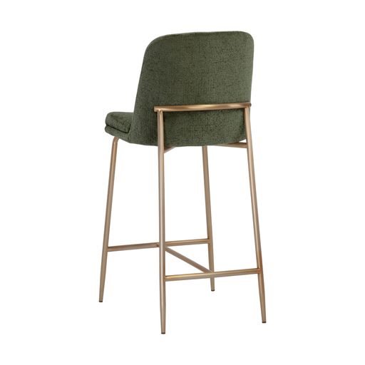Sunpan Zeke Counter Stool Antique Brass in Bergen Ivory / Bergen Olive
